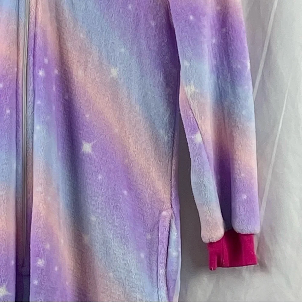 Girl Colorful Unicorn Starry Hooded Onesie Size Medium 7-8